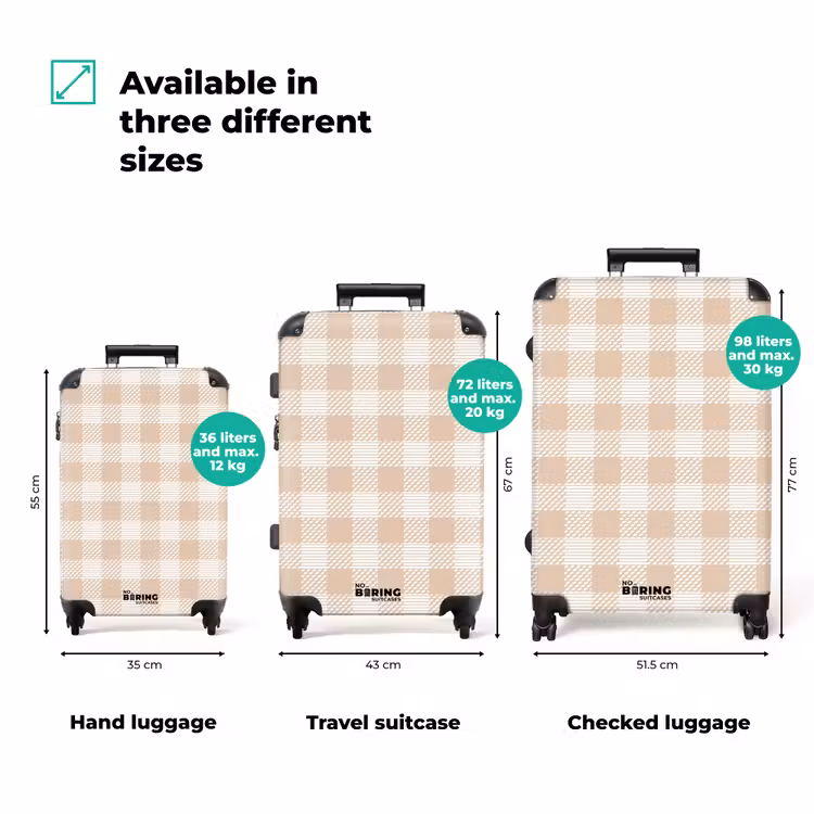 Suitcase - Checkered pattern in beige and cream with textured accents — 3