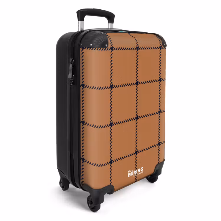 Suitcase - Checkered pattern with herringbone lines in brown and black — 2