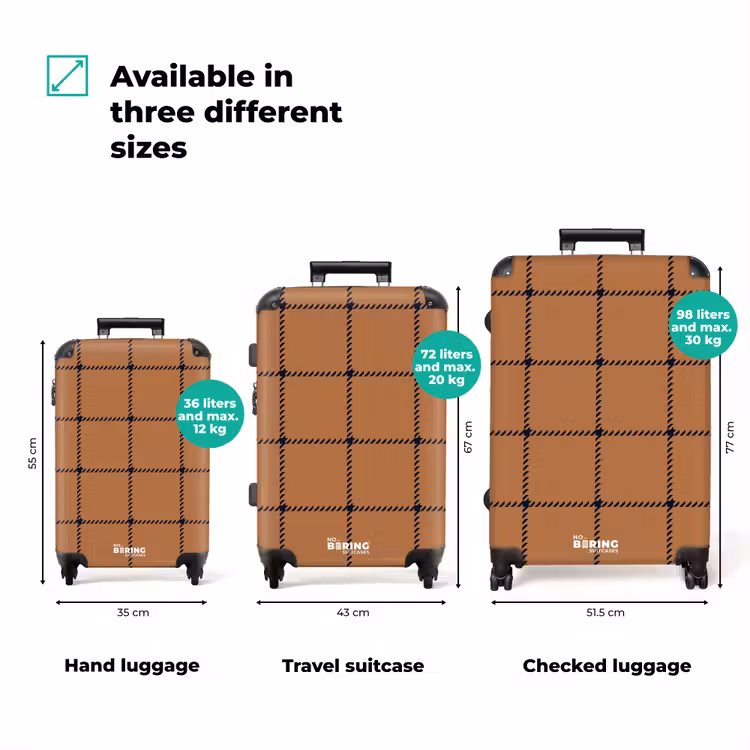 Suitcase - Checkered pattern with herringbone lines in brown and black — 3