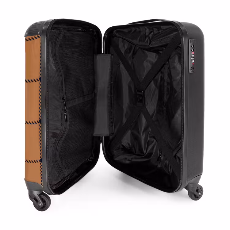 Suitcase - Checkered pattern with herringbone lines in brown and black — 5