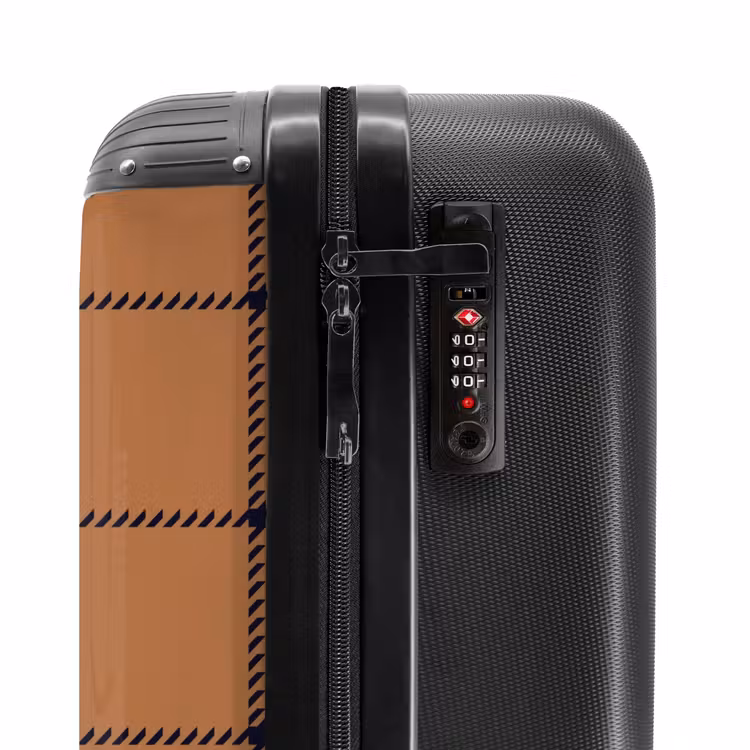 Suitcase - Checkered pattern with herringbone lines in brown and black — 6