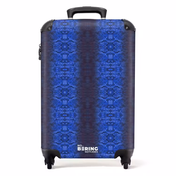 Suitcase - Dark blue snakeskin with symmetrical scale structure — 1