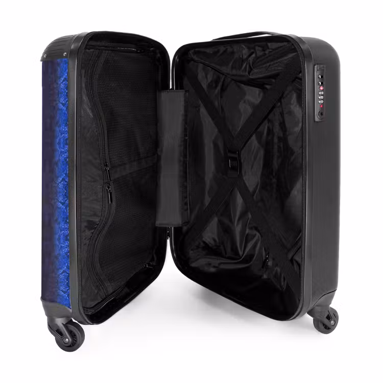 Suitcase - Dark blue snakeskin with symmetrical scale structure — 3