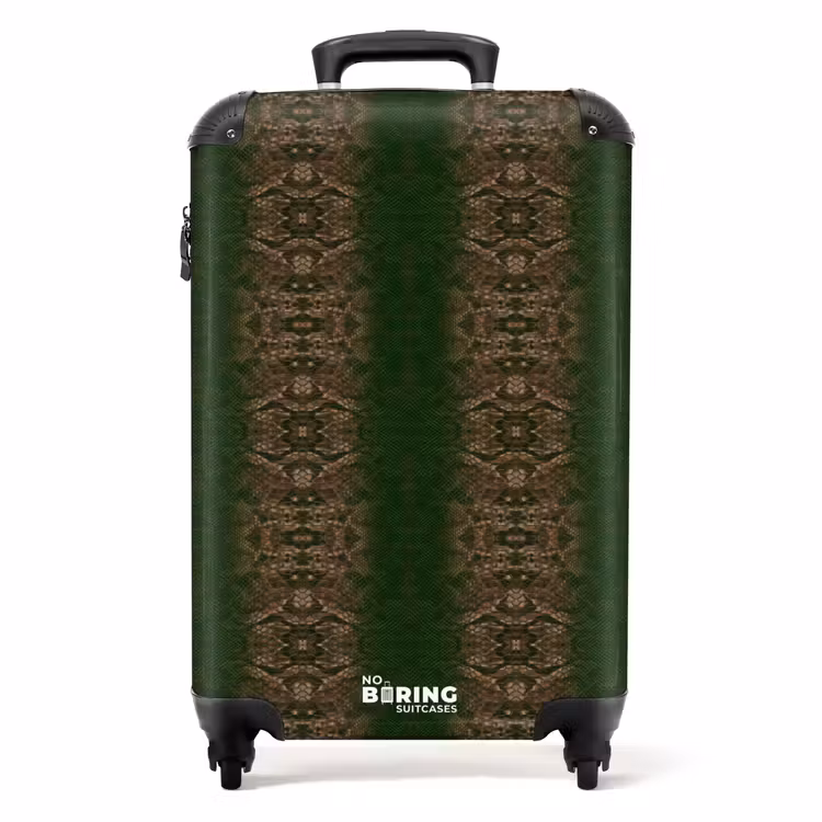 Suitcase - Dark brown snakeskin with symmetrical scale structure — 1
