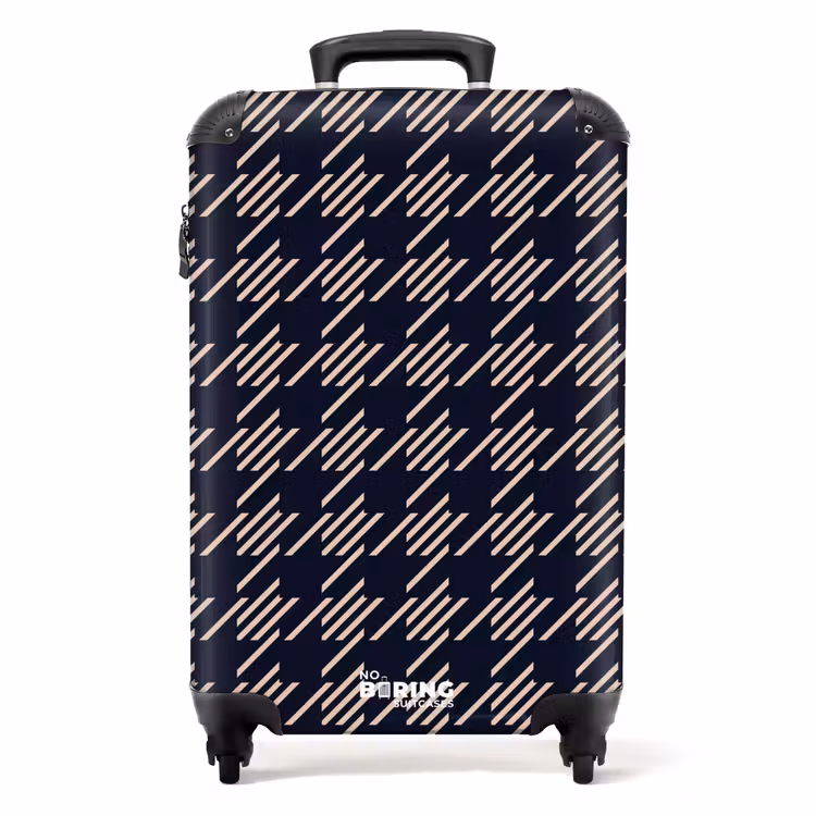 Suitcase - Dark pied-de-poule pattern with diagonal stripe filling — 1