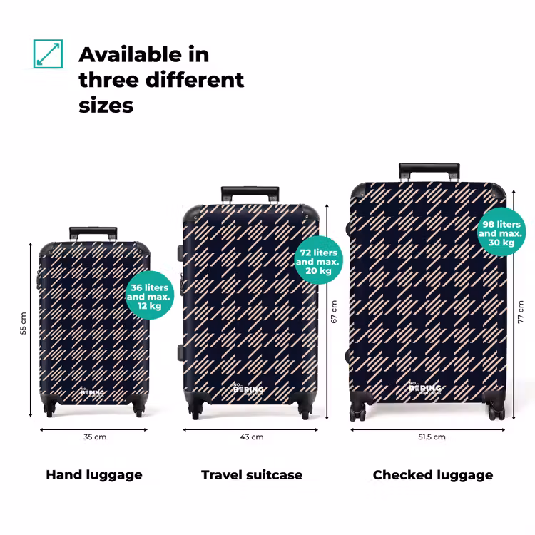 Suitcase - Dark pied-de-poule pattern with diagonal stripe filling — 3