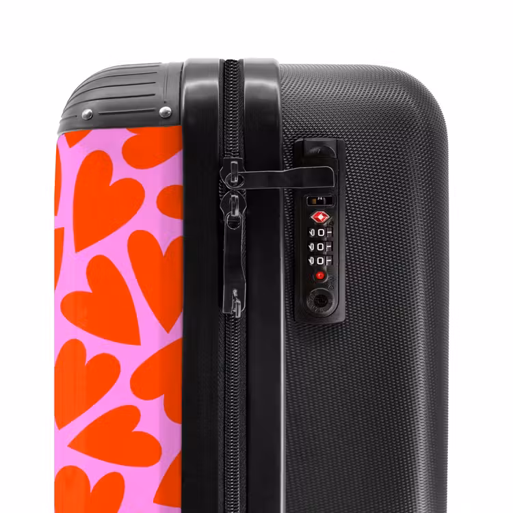 Suitcase - Dense pattern of red hearts on pink background — 6