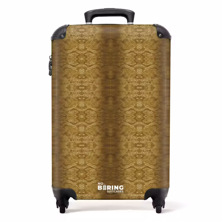 Suitcase - Golden yellow snakeskin with symmetrical scale structure — 1