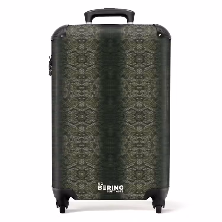 Suitcase - Gray-green snakeskin with symmetrical scale structure — 1