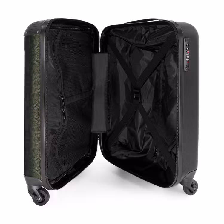 Suitcase - Gray-green snakeskin with symmetrical scale structure — 3