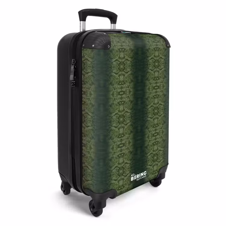 Suitcase - Green snakeskin with symmetrical scale structure — 4