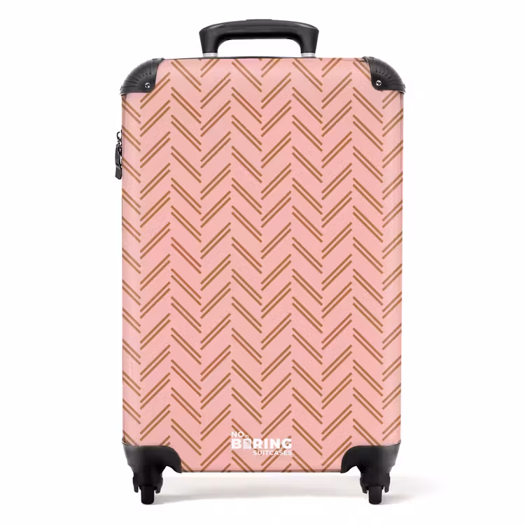 Suitcase - Herringbone pattern with shades of pink and brown — 1