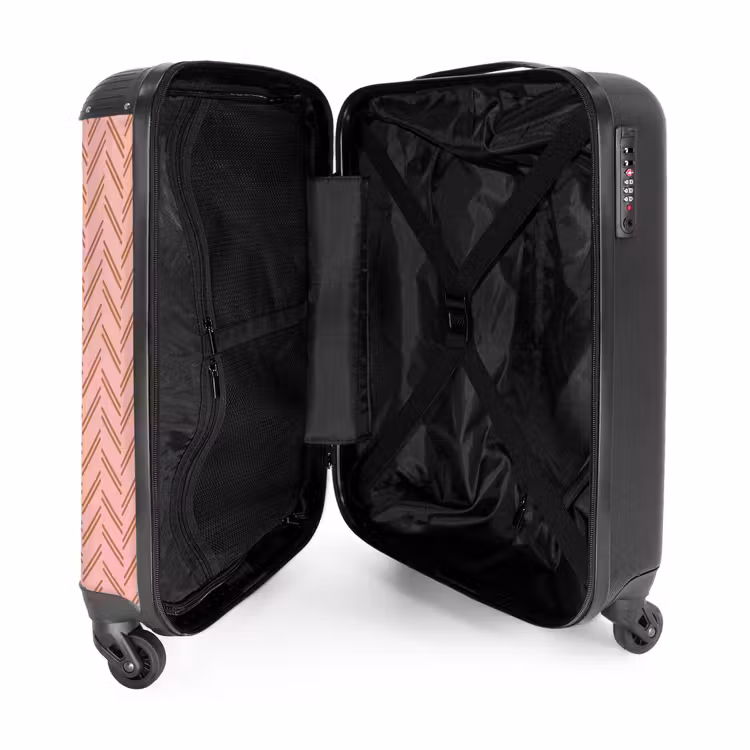 Suitcase - Herringbone pattern with shades of pink and brown — 5