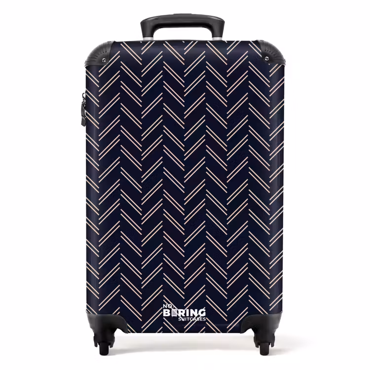 Suitcase - Herringbone texture with light pink lines on dark blue — 1