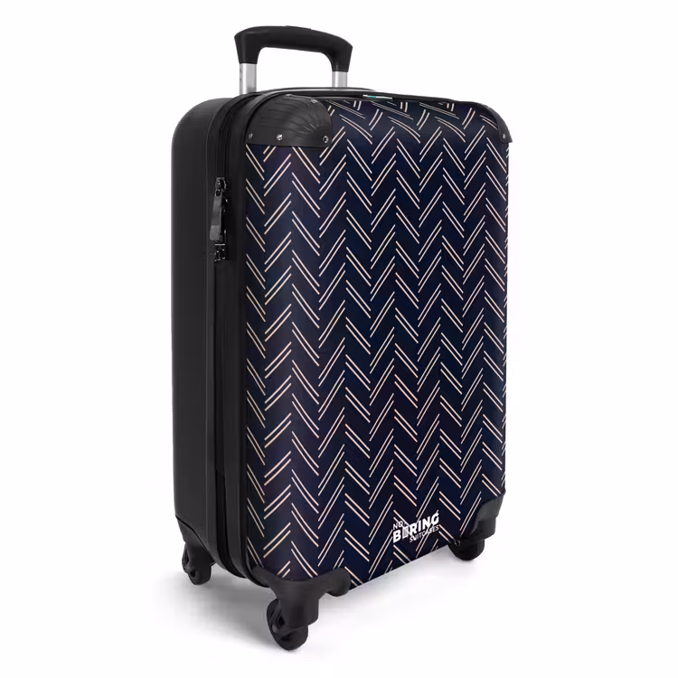 Suitcase - Herringbone texture with light pink lines on dark blue — 2