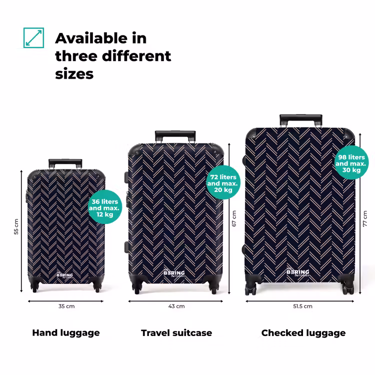 Suitcase - Herringbone texture with light pink lines on dark blue — 3