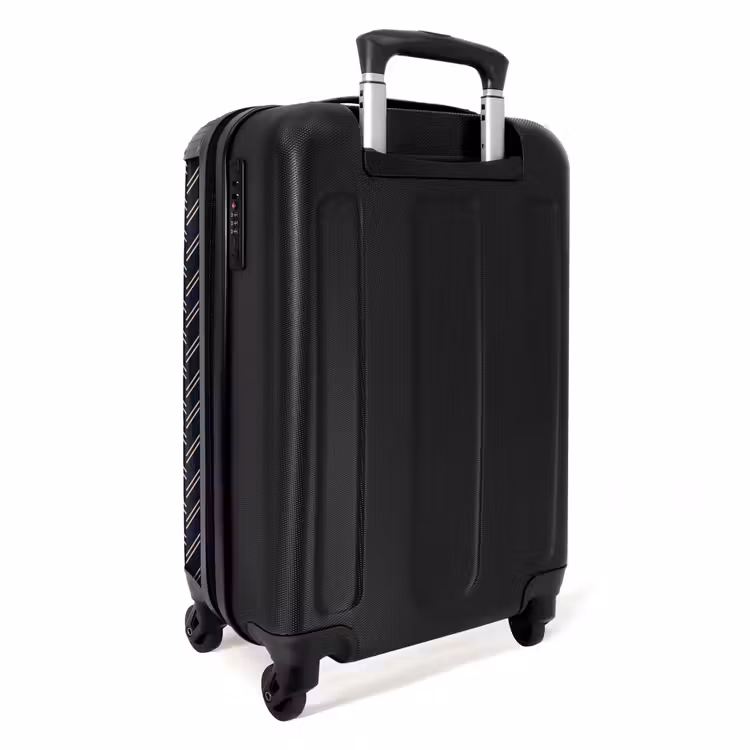 Suitcase - Herringbone texture with light pink lines on dark blue — 4