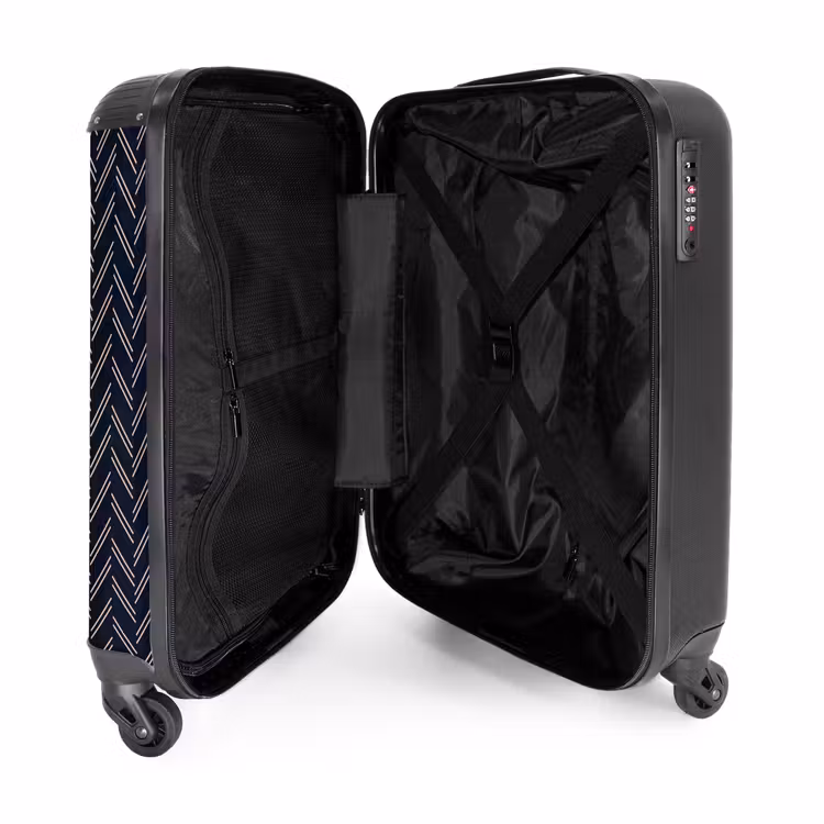 Suitcase - Herringbone texture with light pink lines on dark blue — 5