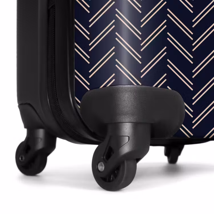 Suitcase - Herringbone texture with light pink lines on dark blue — 7