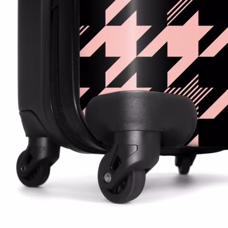 Suitcase - Large pied-de-poule pattern in pink and black — 7