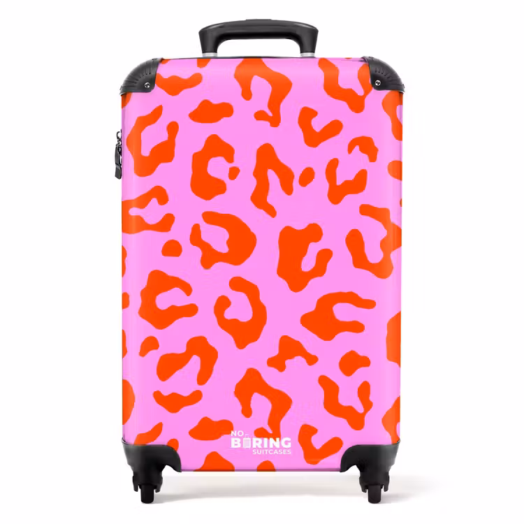 Suitcase - Panther print in red on pink background — 1