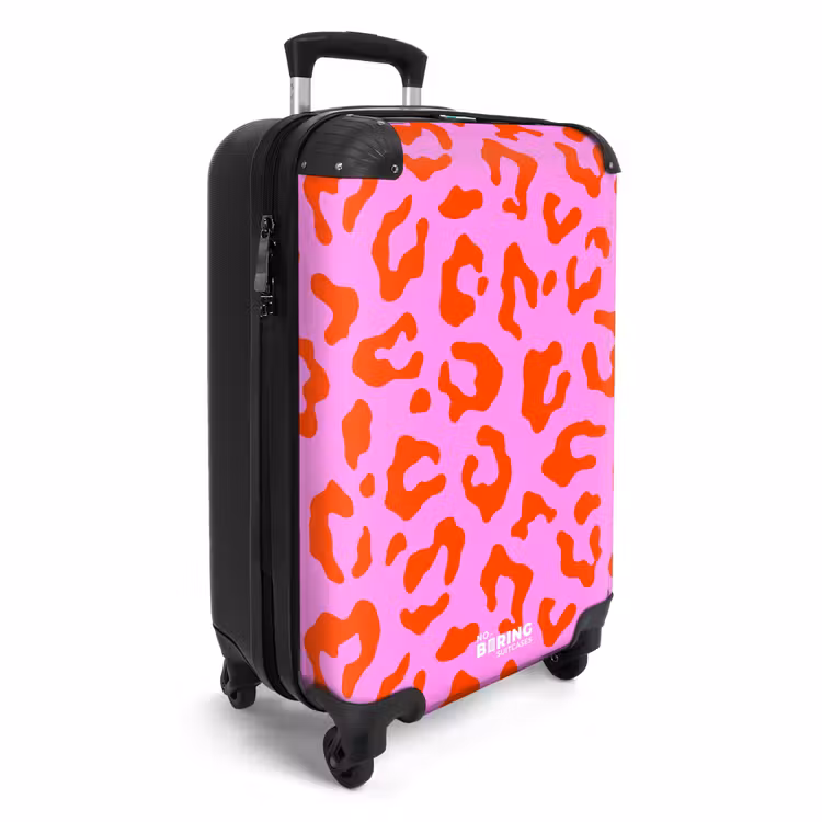 Suitcase - Panther print in red on pink background — 2
