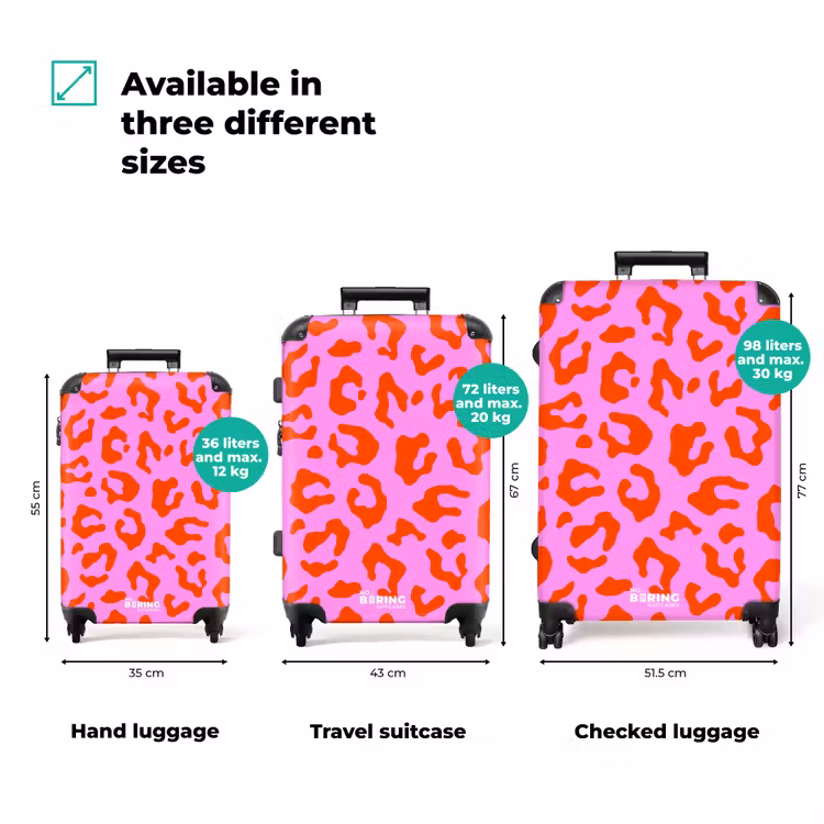Suitcase - Panther print in red on pink background — 3
