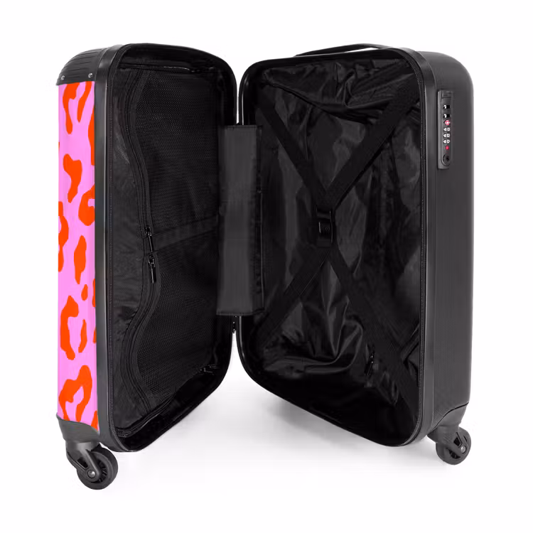 Suitcase - Panther print in red on pink background — 5