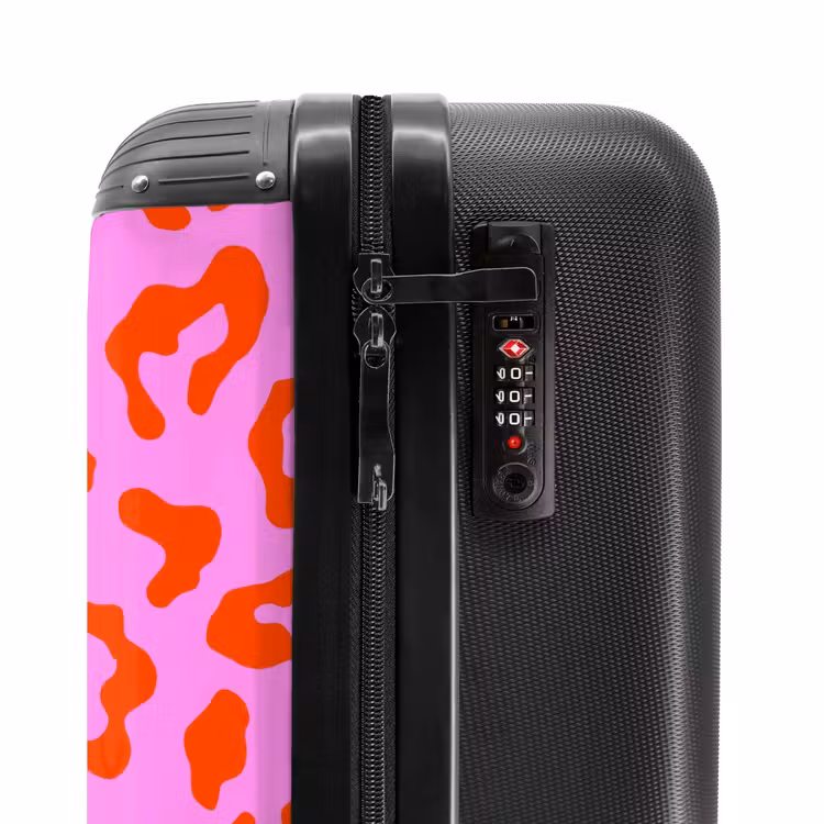 Suitcase - Panther print in red on pink background — 6