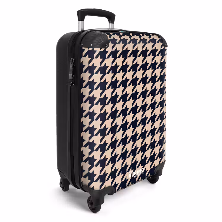 Suitcase - Pied-de-poule pattern in beige and dark blue — 2