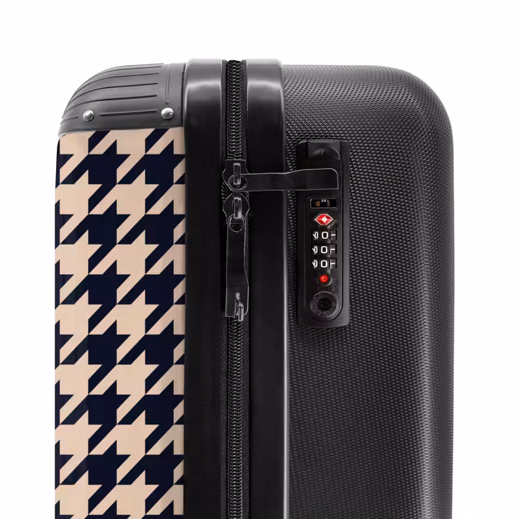 Suitcase - Pied-de-poule pattern in beige and dark blue — 6