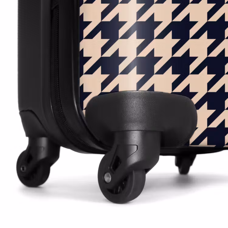 Suitcase - Pied-de-poule pattern in beige and dark blue — 7