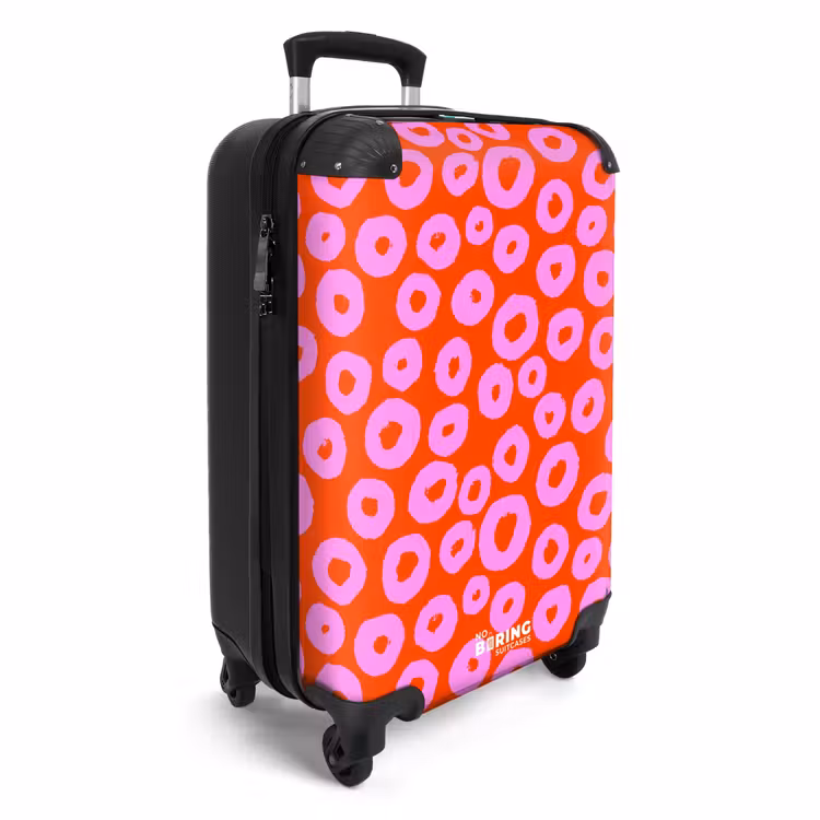 Suitcase - Pink circle pattern with heart filling on red — 2