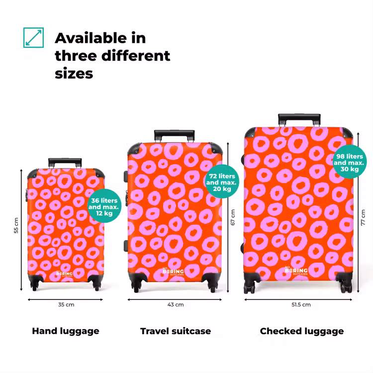 Suitcase - Pink circle pattern with heart filling on red — 3