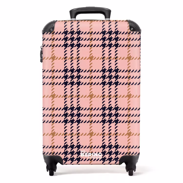 Suitcase - Pink plaid checkered structure symmetrical — 1