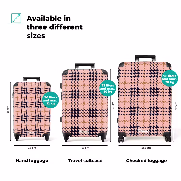 Suitcase - Pink plaid checkered structure symmetrical — 3