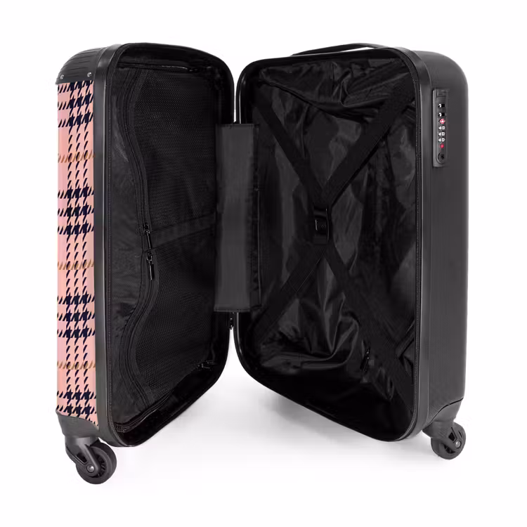 Suitcase - Pink plaid checkered structure symmetrical — 5