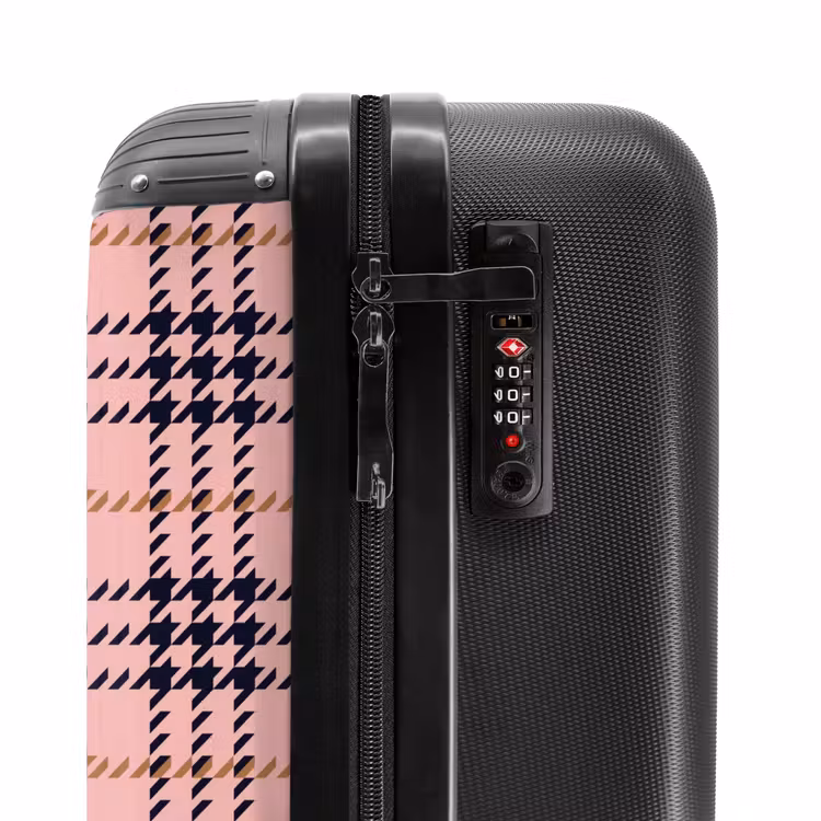 Suitcase - Pink plaid checkered structure symmetrical — 6