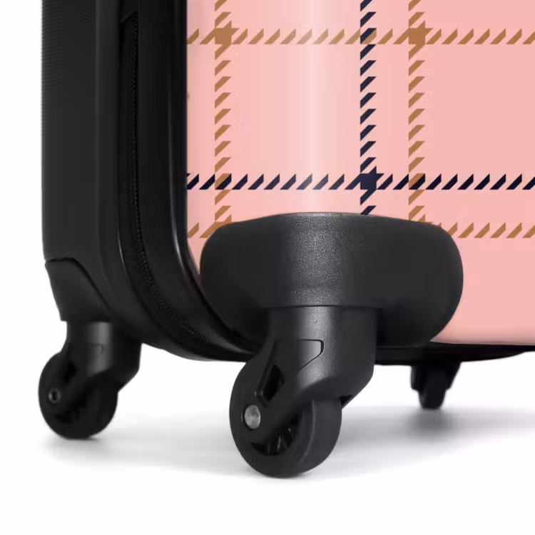 Suitcase - Pink plaid texture with brown and black accents — 7