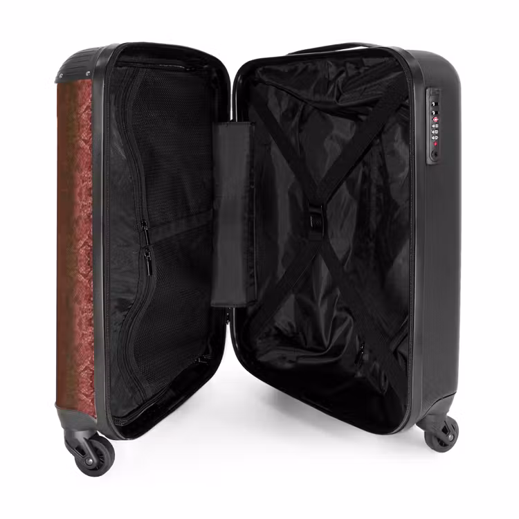 Suitcase - Red-brown snakeskin with symmetrical scale structure — 3