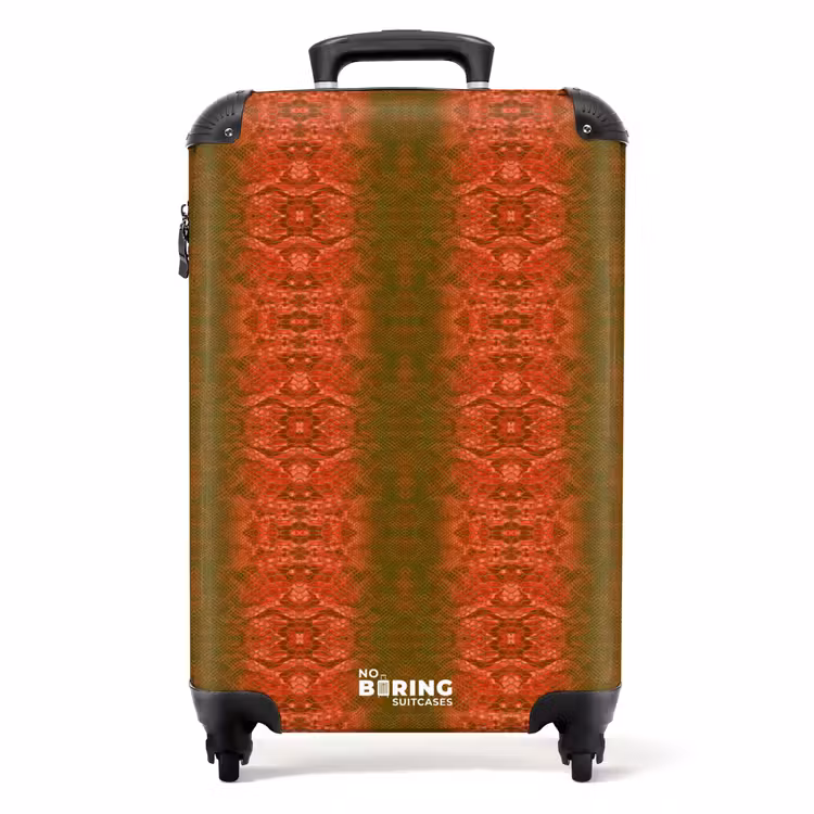Suitcase - Red green snakeskin with symmetrical scale structure — 1