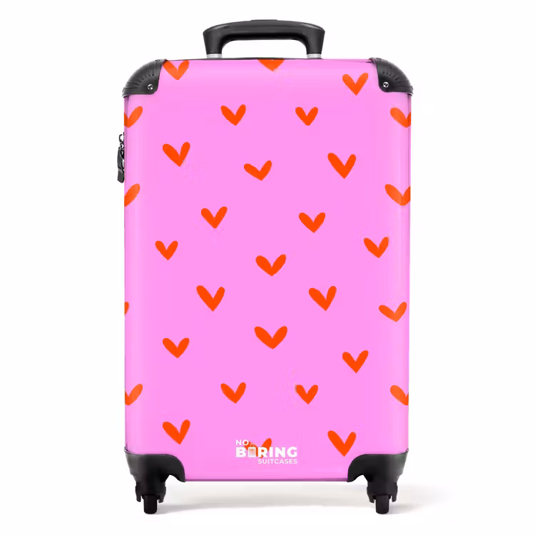 Suitcase - Repeating heart pattern on pink background — 1