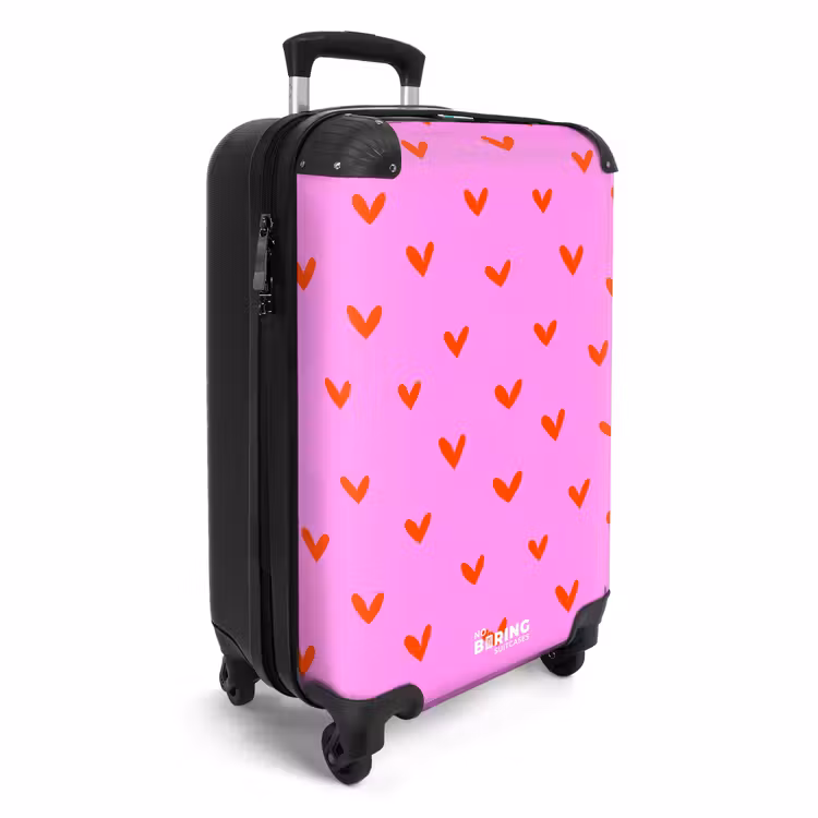 Suitcase - Repeating heart pattern on pink background — 2