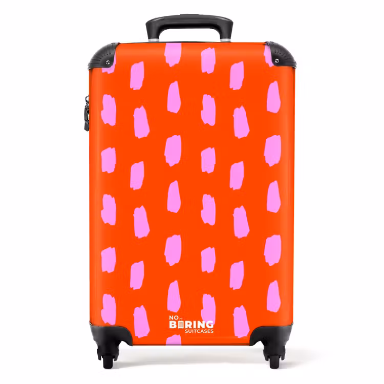 Suitcase - Spot pattern in pink on bright red background — 1