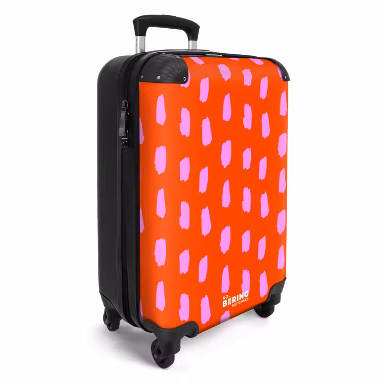 Suitcase - Spot pattern in pink on bright red background — 2