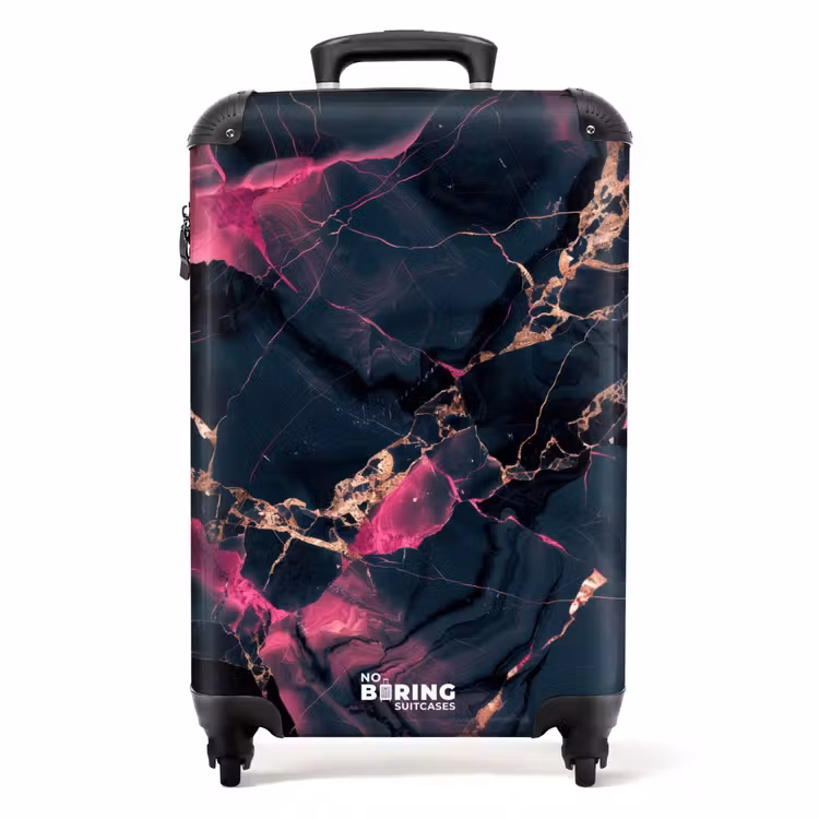 Suitcase - Marble - Fluorescent Pink in Dark Marble — 1