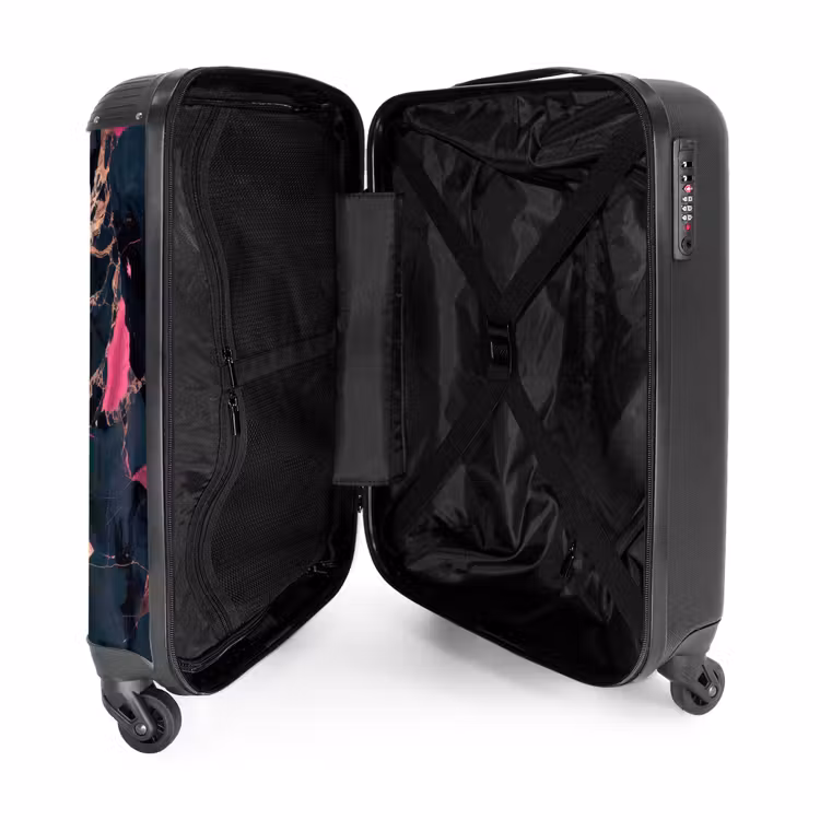 Suitcase - Marble - Fluorescent Pink in Dark Marble — 3