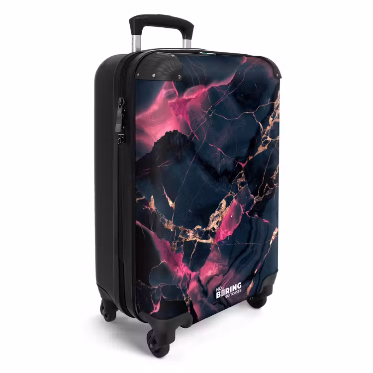 Suitcase - Marble - Fluorescent Pink in Dark Marble — 4