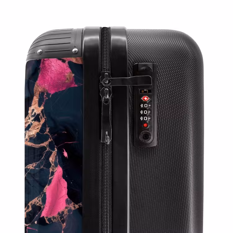 Suitcase - Marble - Fluorescent Pink in Dark Marble — 5
