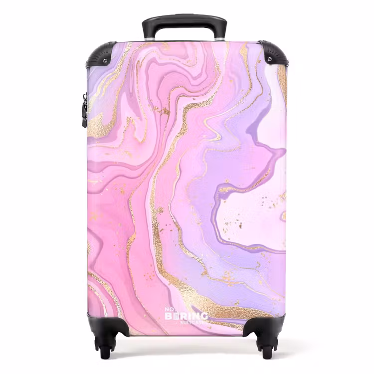 Suitcase - Marble - Soft Pink and Purple Marble Waves — 1